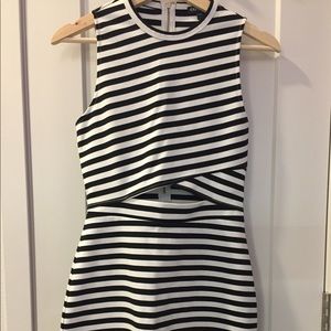 Cut off stripe midi dress